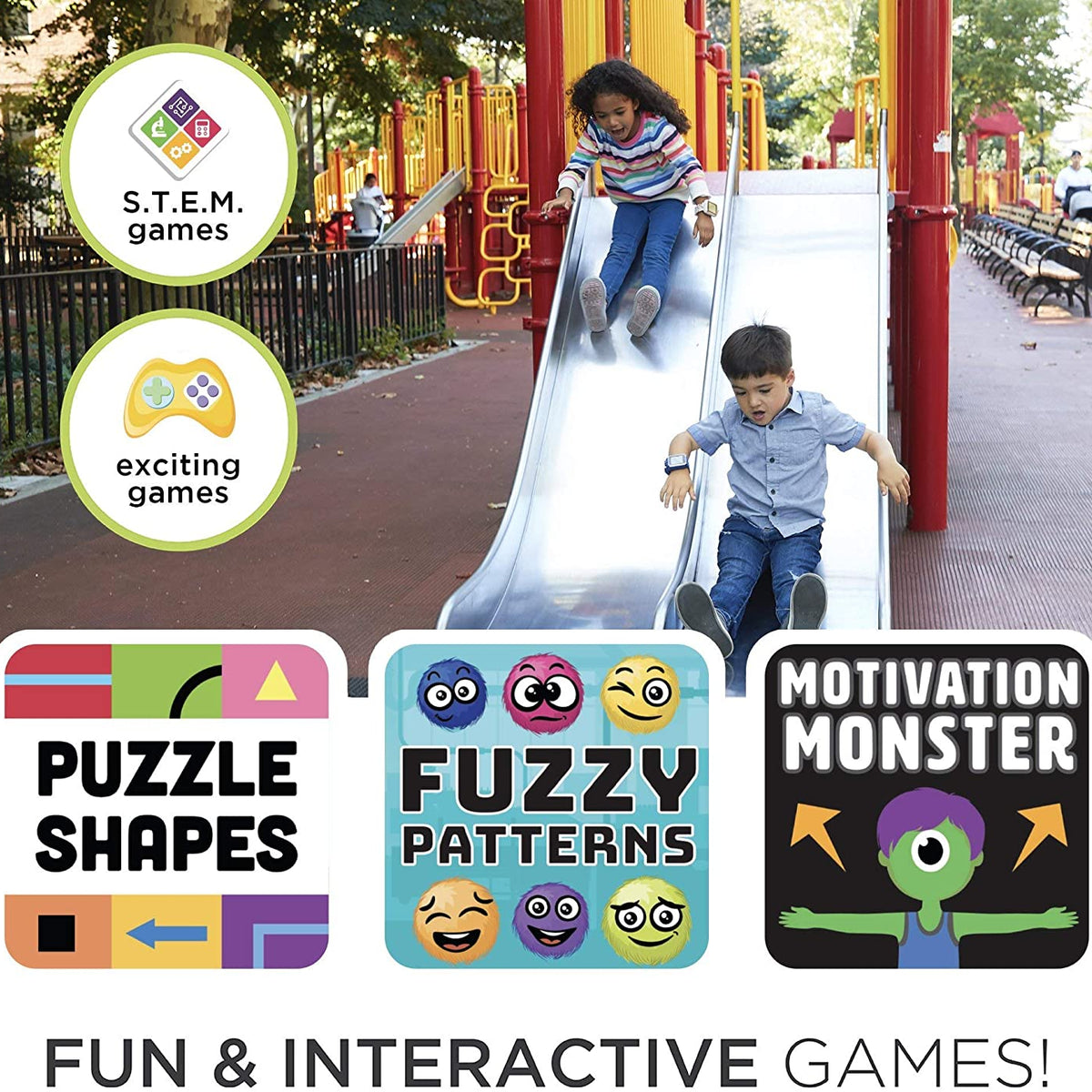 PlayZoom 2 Kids Smartwatch & Earbuds Set: Green Dinosaur Print