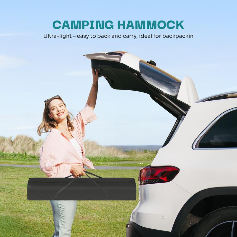 Double Hammock with Space Saving Steel Stand Heavy Duty 2 Person Standing Hammocks 450Lb Capacity for outside Garden Yard with Portable Carrying Bag