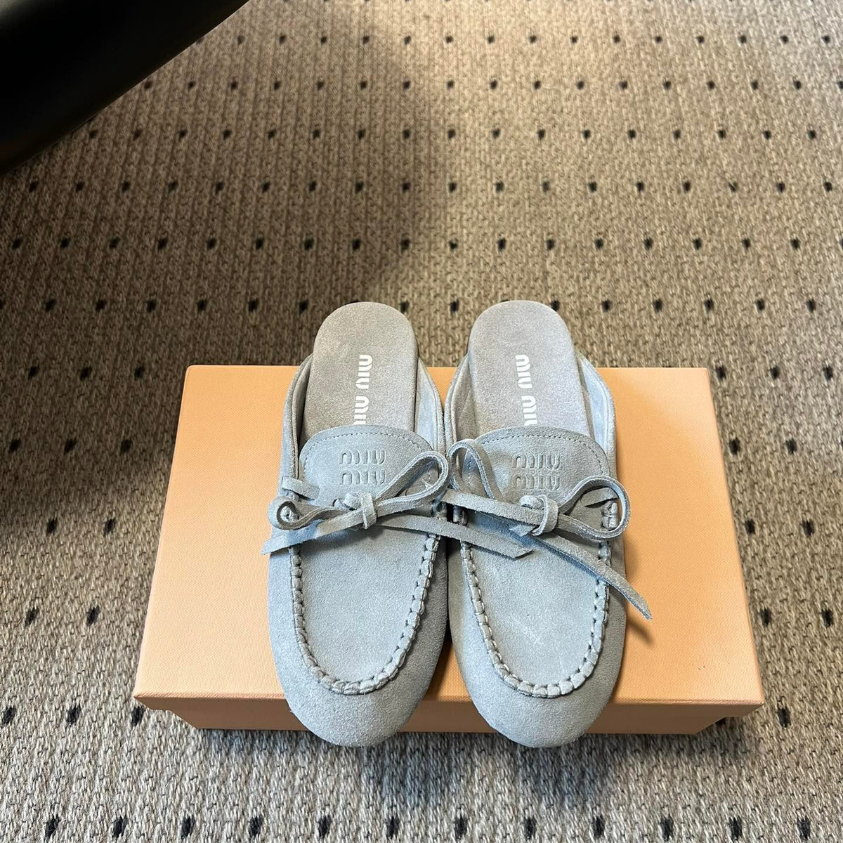 MIU M SUEDE MULES
