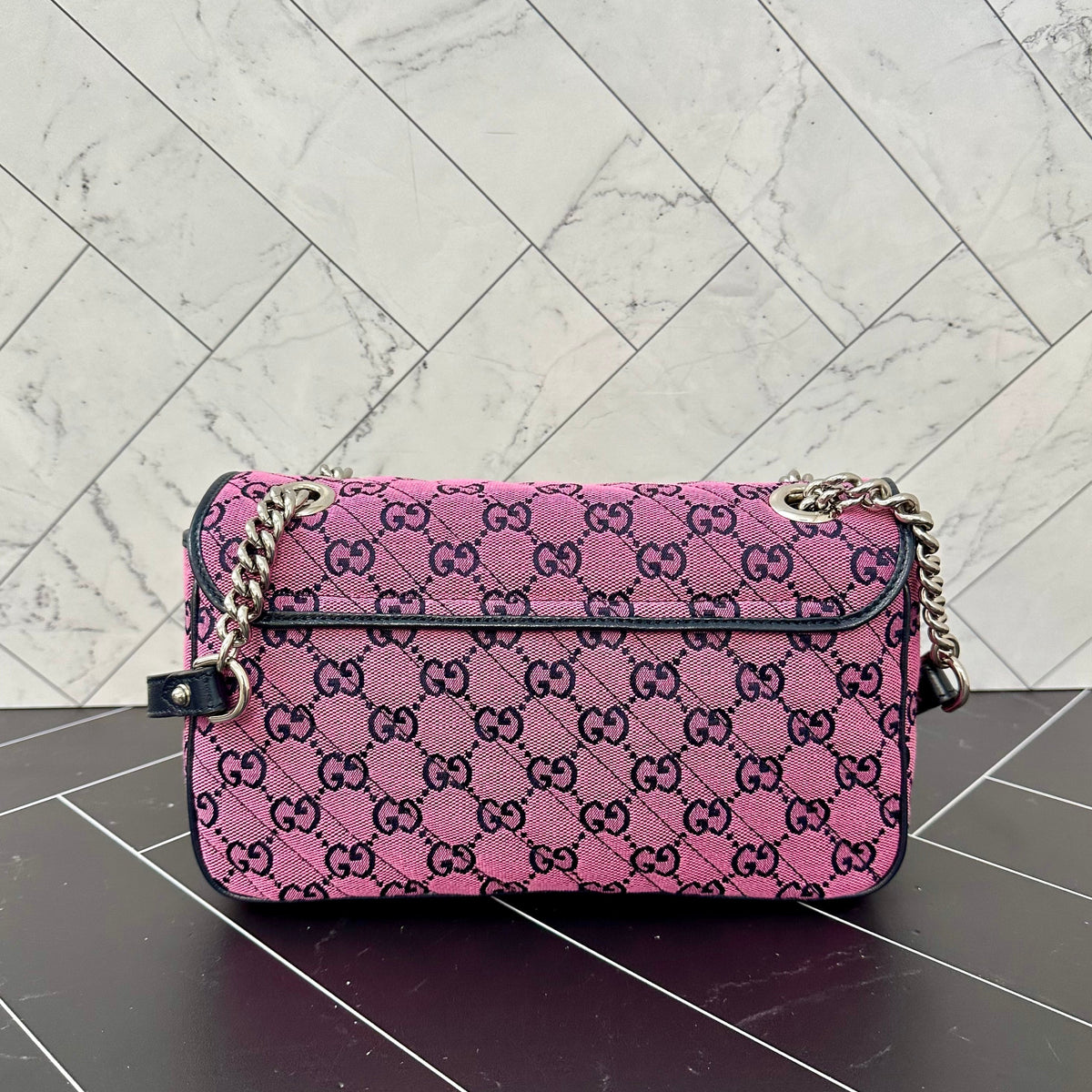 BRAND NEW Gucci Pink Canvas Small Marmont Crossbody Bag