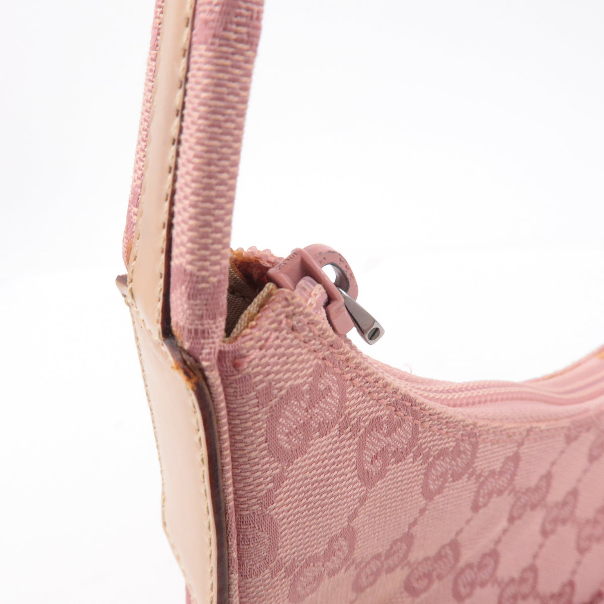 GUCCI GG Canvas Leather Shoulder Bag Hand Bag Pink 001繝ｻ3386