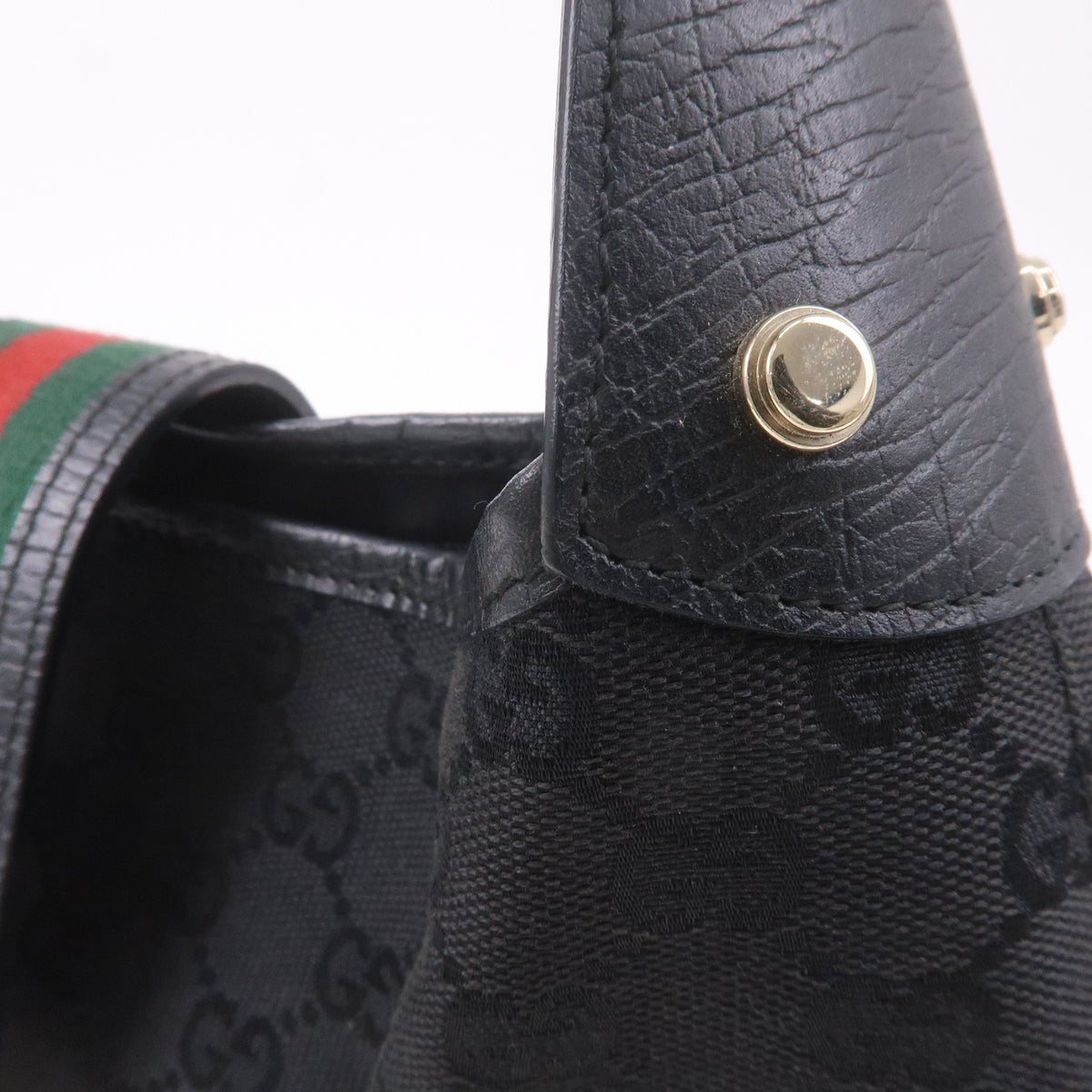 GUCCI Sherry GG Canvas Leather Shoulder Bag Black 130779