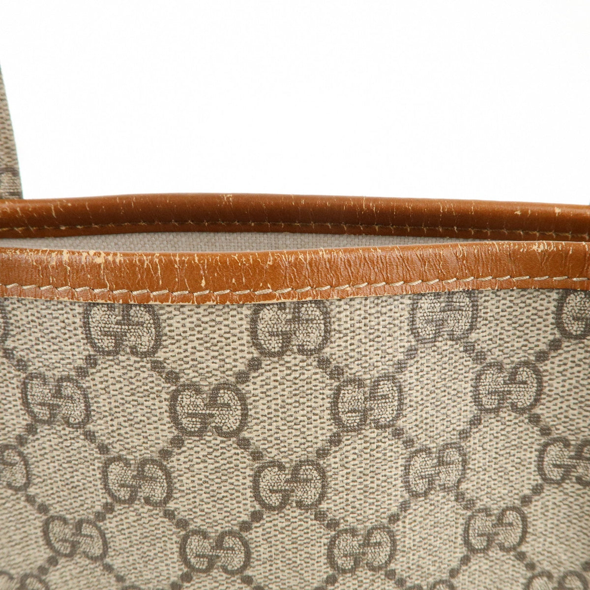 GUCCI GG Supreme Leather Tote Bag Hand Bag Beige Brown 211134