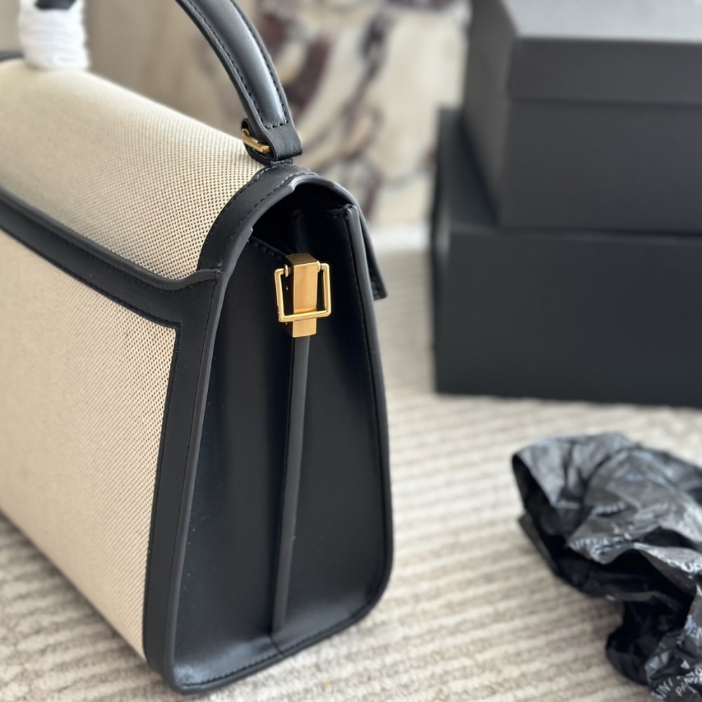 YSL CASSANDRA MEDIUM TOP HANDLE BAG IN CANVAS 25CM