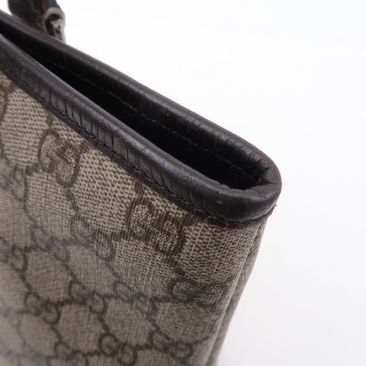 GUCCI GG Supreme Leather Tote Bag Beige Brown 114595