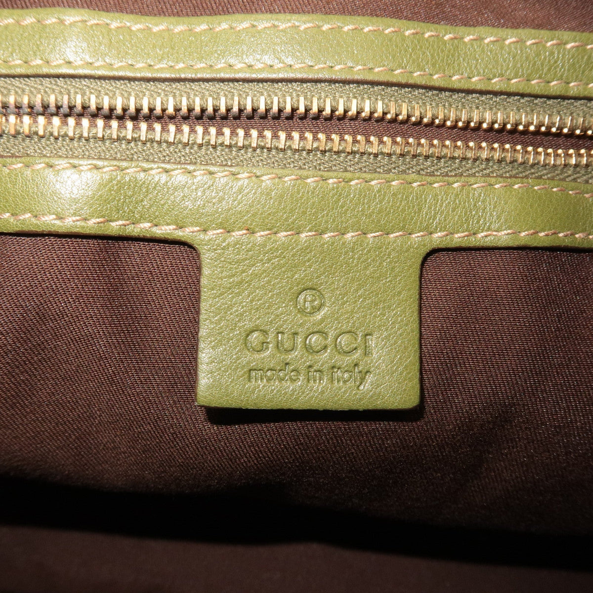 GUCCI Sherry Leather Shoulder Bag Hand Bag Green 153029