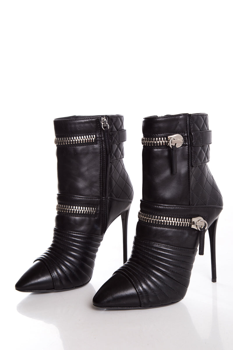 Guiseppe Zanotti Black Zipper Booties SZ 38.5