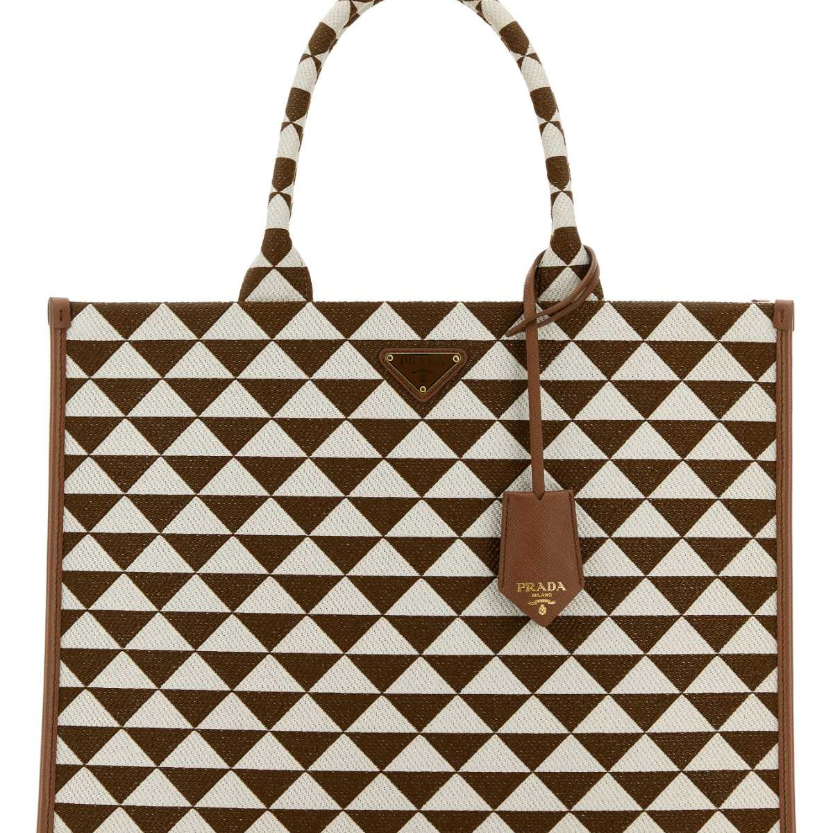 PRADA Embroidered Fabric Large Symbol Shopping Handbag
