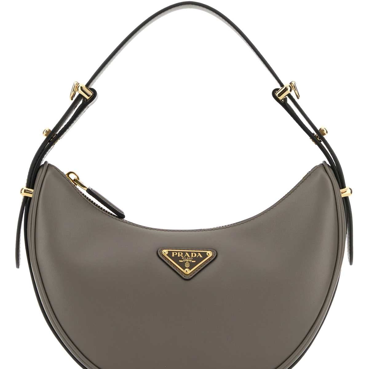 PRADA Mini Leather Handbag with Golden Metal Finishing