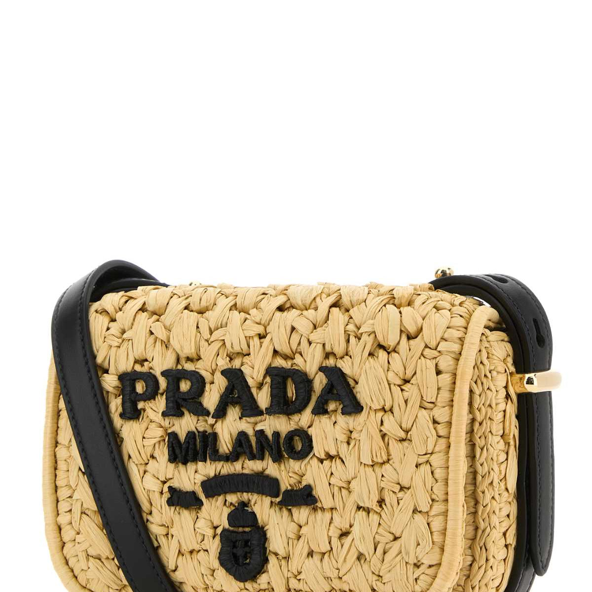 PRADA Mini Raffia Crossbody Handbag