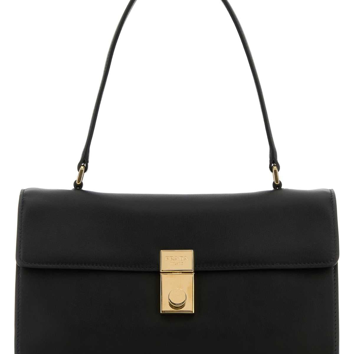 PRADA Leather Handbag with Golden Accents