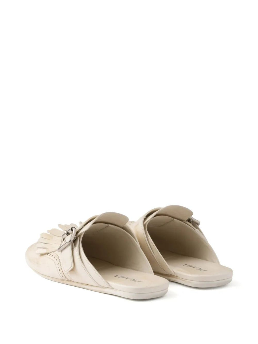 PRADA Leather Shuffle Slippers