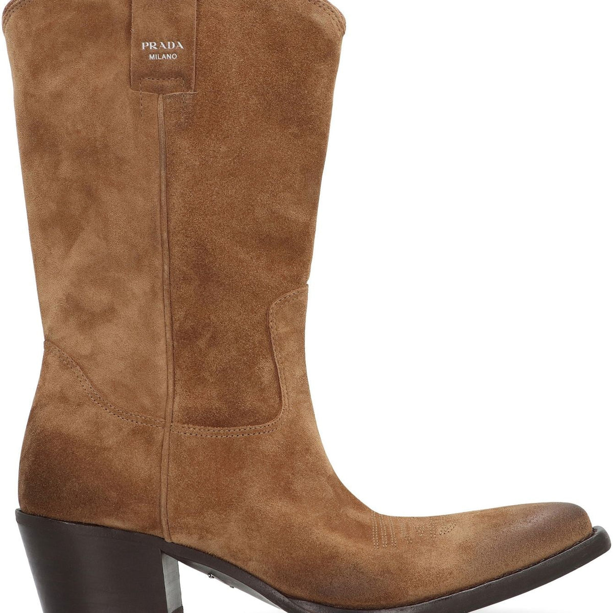 PRADA Pointy Toe Vintage Effect Ankle Boots