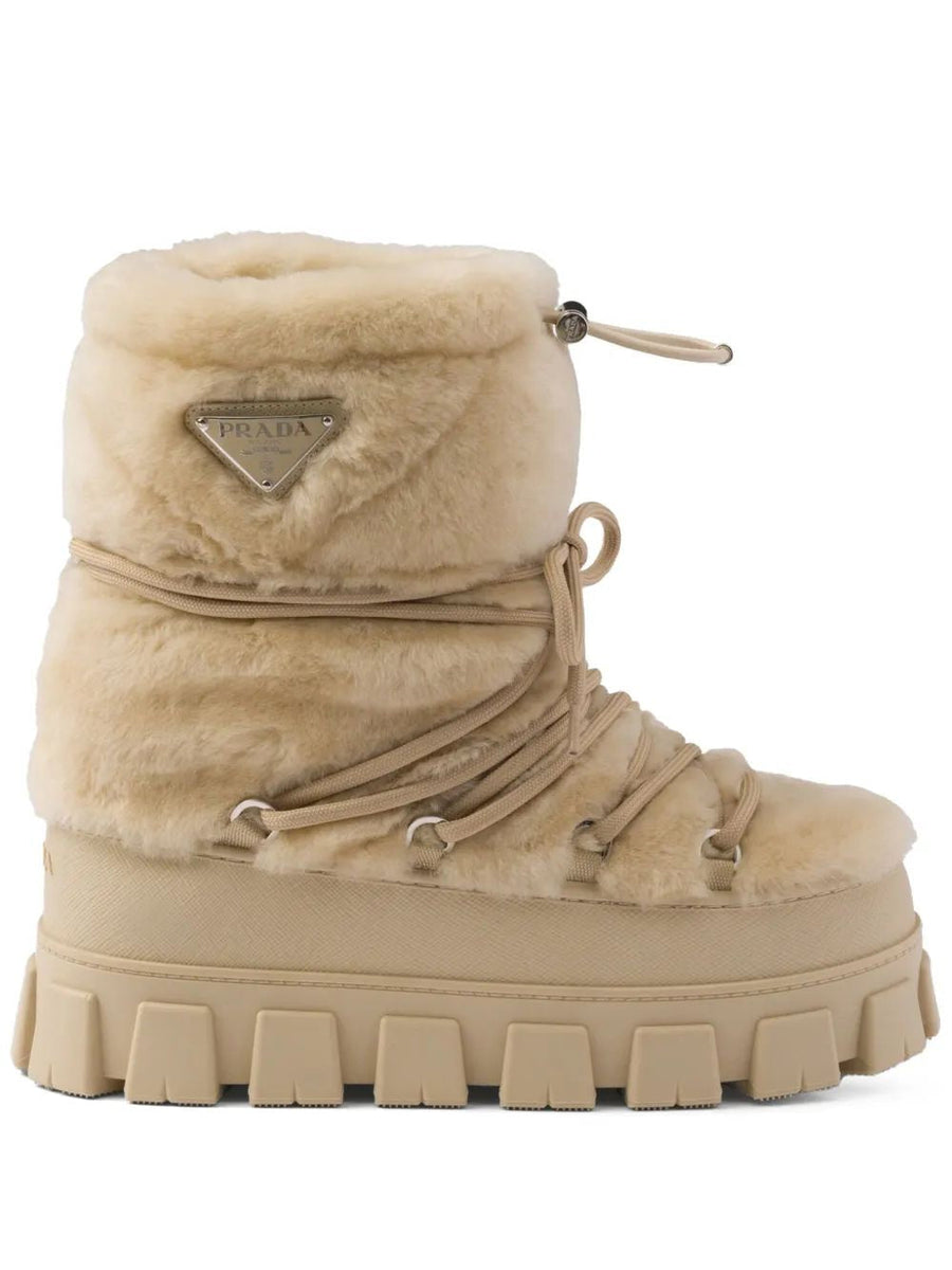 PRADA Sophisticated Ecru Mini Ankle Boots for Women