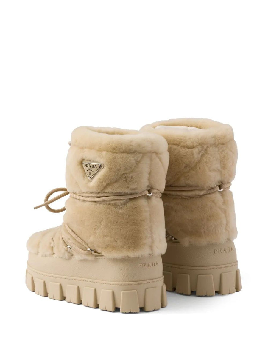 PRADA Sophisticated Ecru Mini Ankle Boots for Women