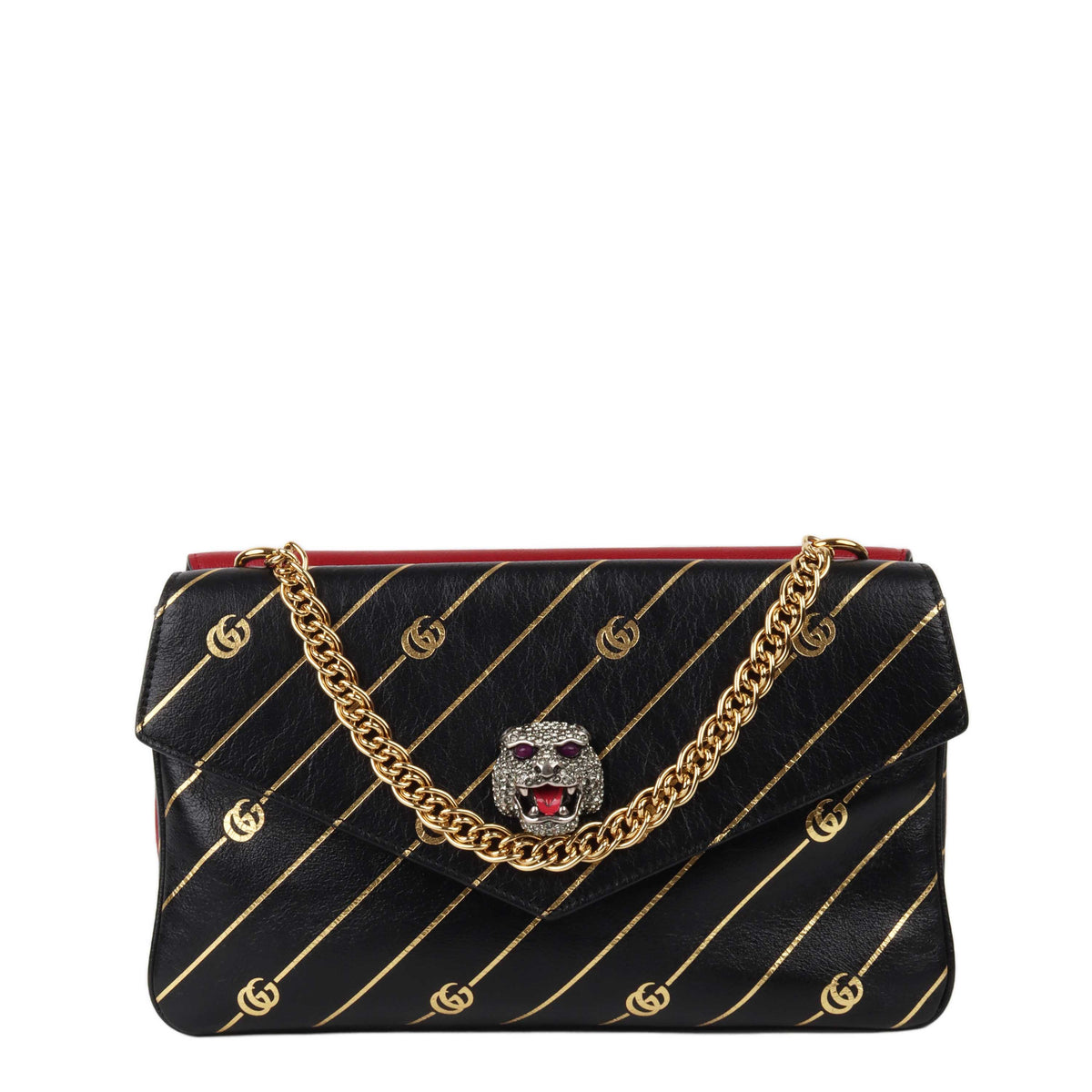 Gucci Black and Red Double Sided Thiara Clutch.