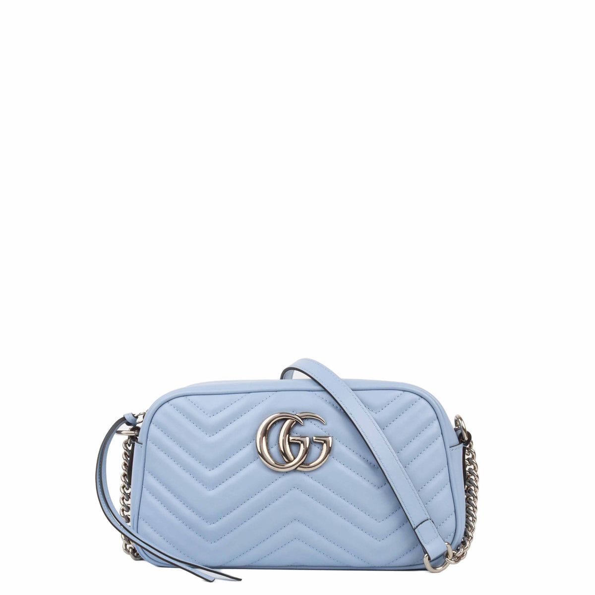 Gucci GG Marmont Small Matelasse Shoulder Bag Blue SHW.