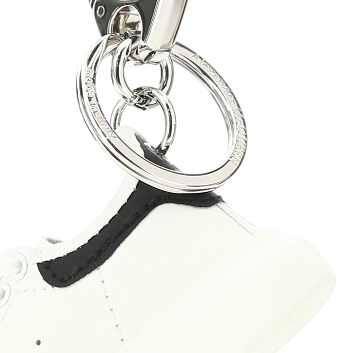 Alexander Mcqueen Men White Leather Key Ring