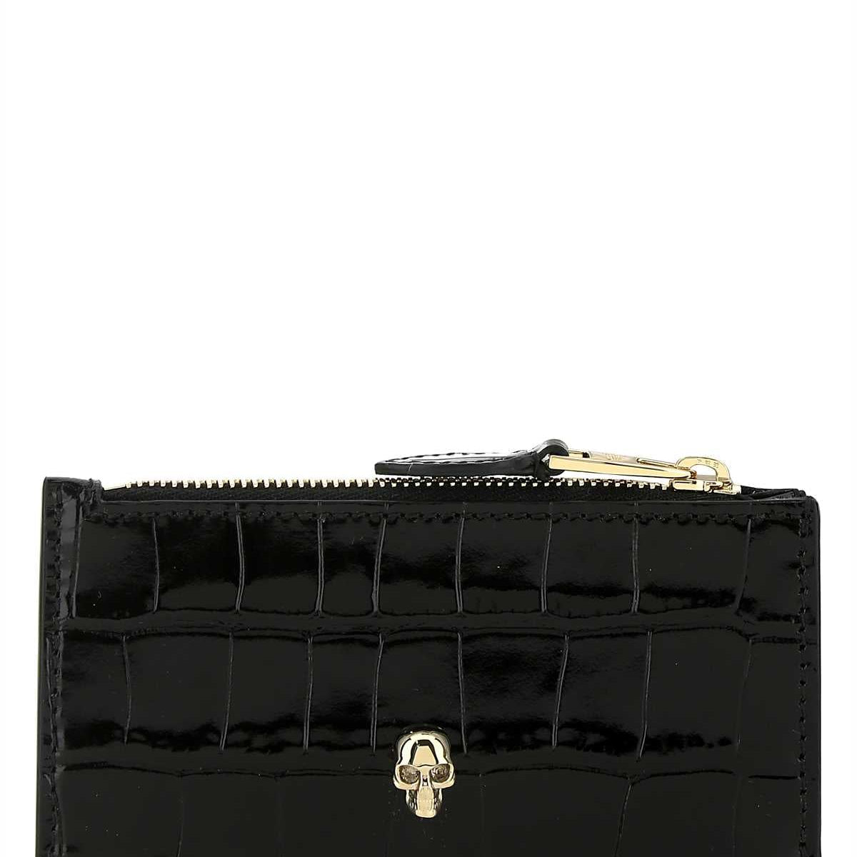 Alexander Mcqueen Men Black Leather Card Holder