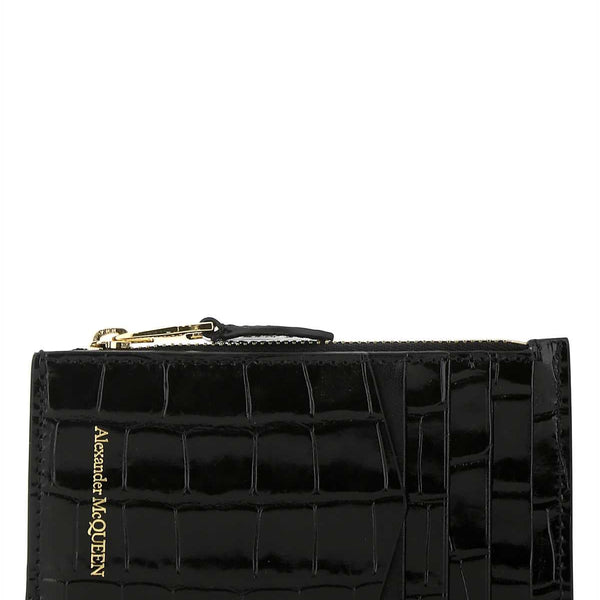 Alexander Mcqueen Men Black Leather Card Holder