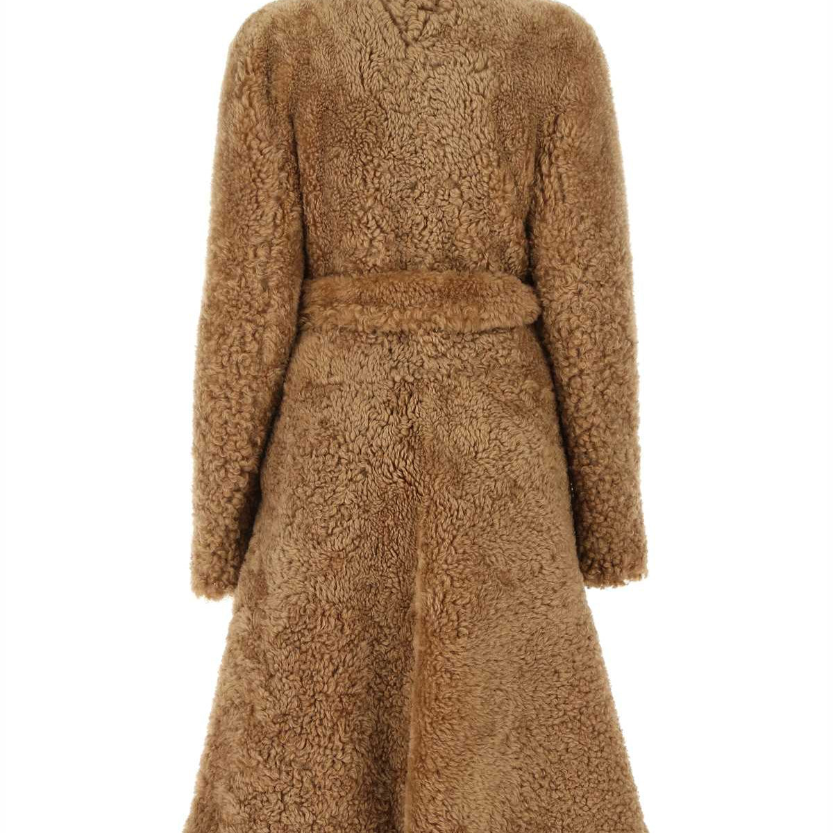 Bottega Veneta Women Camel Shearling Coat