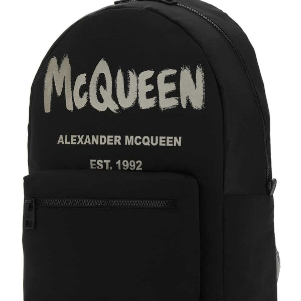 Alexander Mcqueen Men Black Canvas Metropolitan Backpack