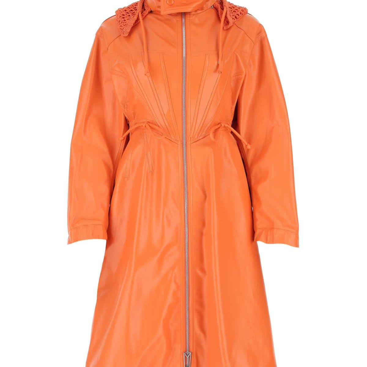 Bottega Veneta Women Orange Leather Parka