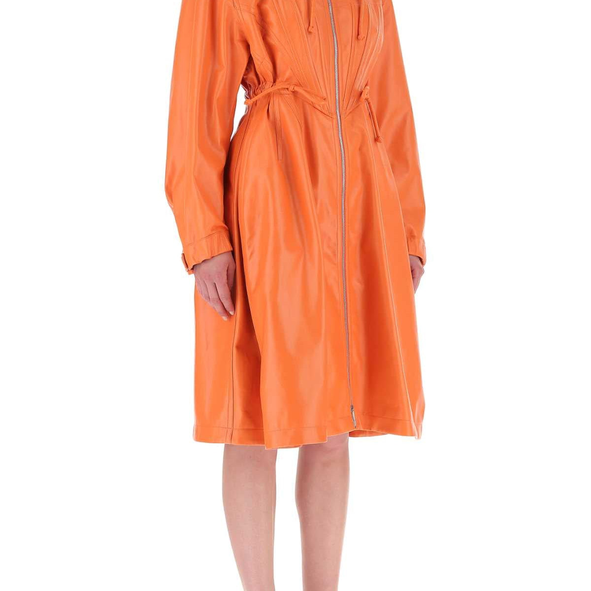 Bottega Veneta Women Orange Leather Parka