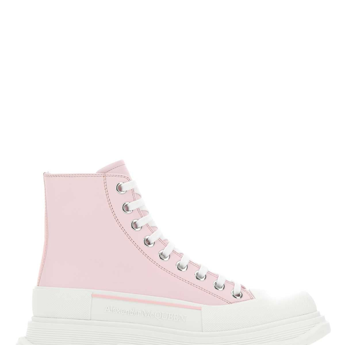 Alexander Mcqueen Women Pastel Pink Leather Tread Slick Sneakers