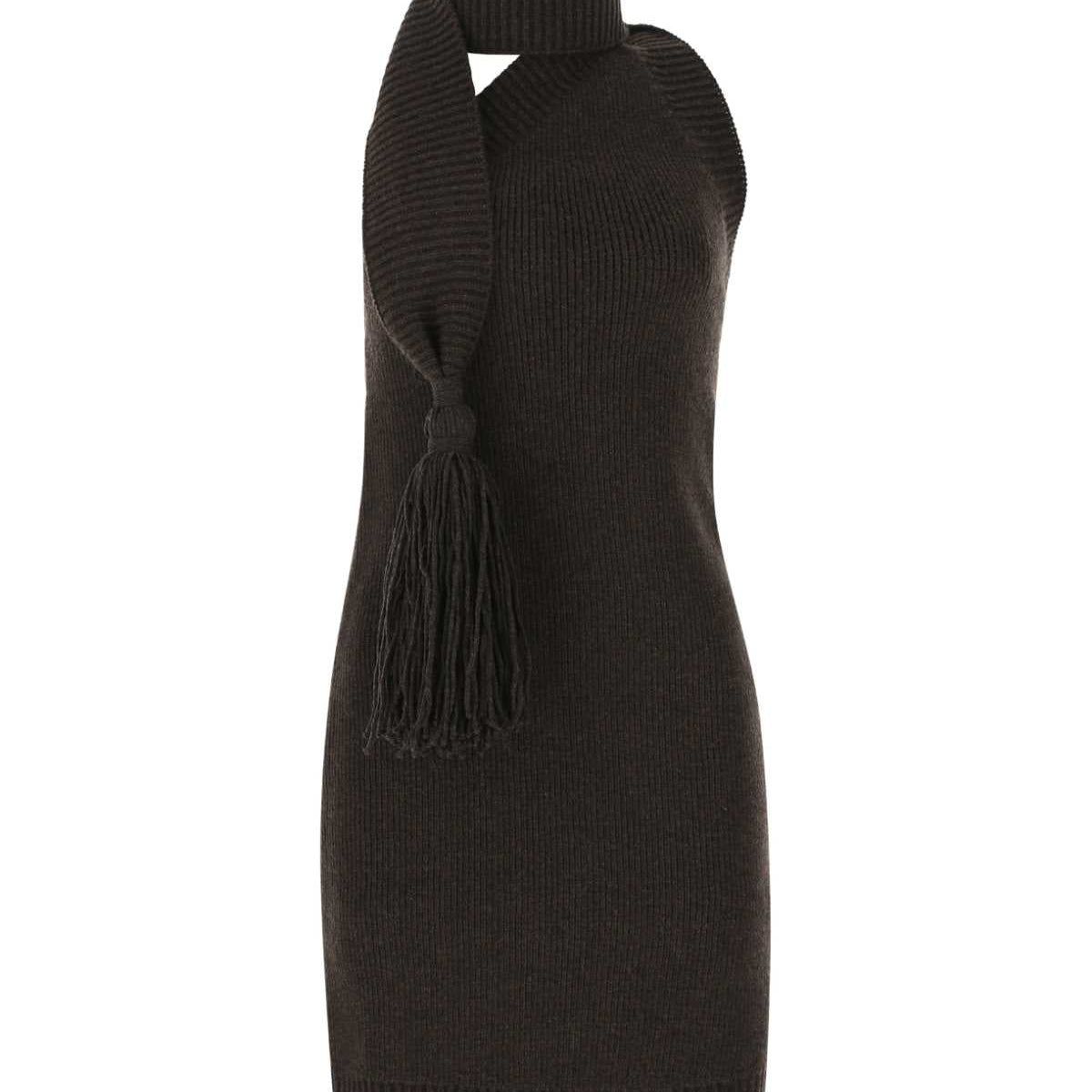 Bottega Veneta Women Dark Brown Wool Mini Dress