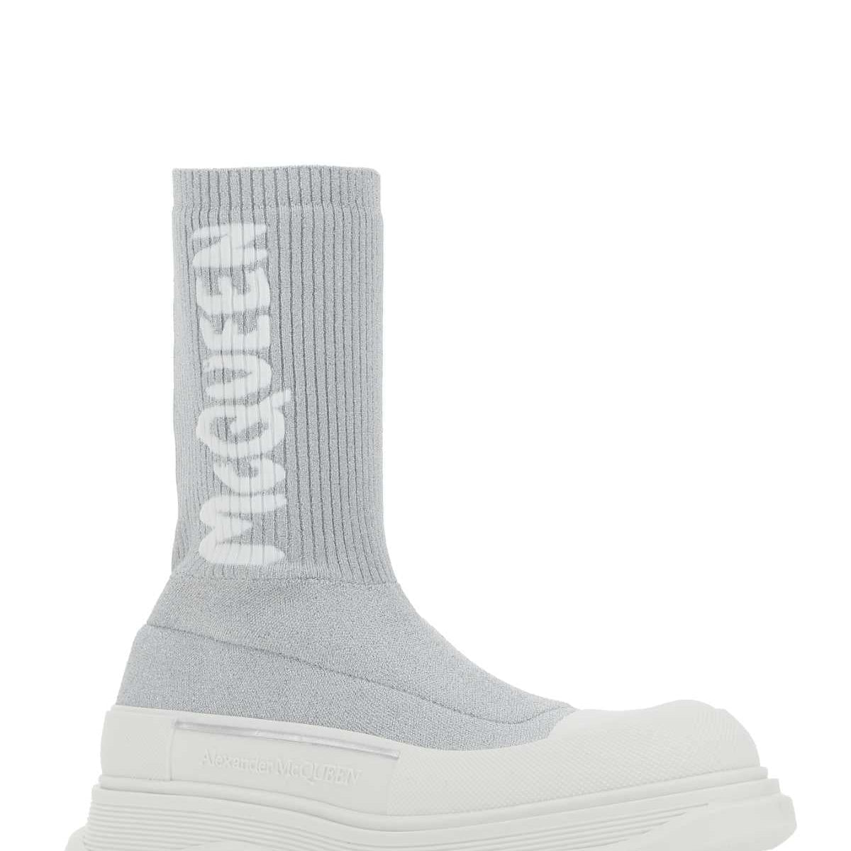 Alexander Mcqueen Women Grey Stretch Nylon Tread Slick Sneakers