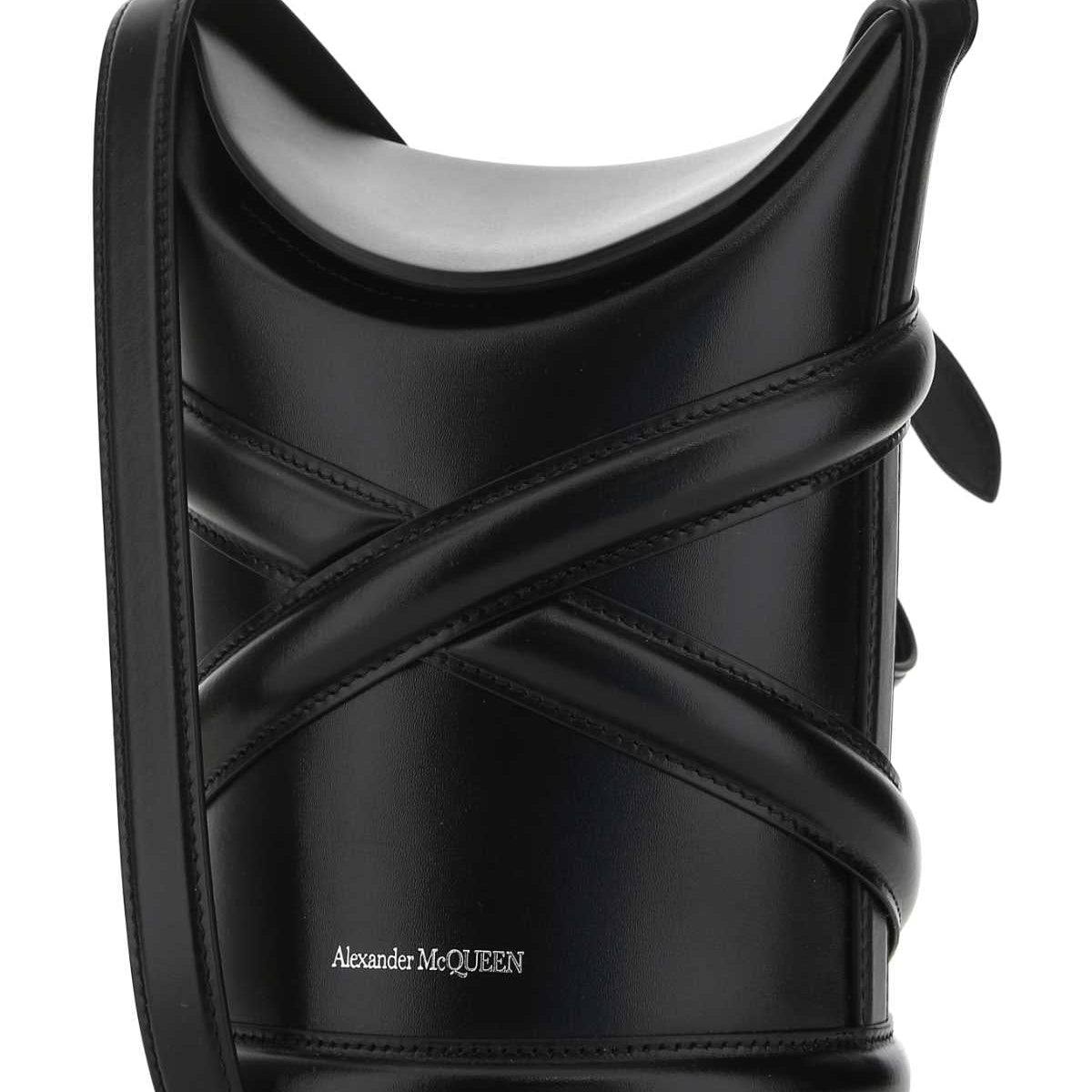 Alexander Mcqueen Women Black Leather The Curve Bucket Bag