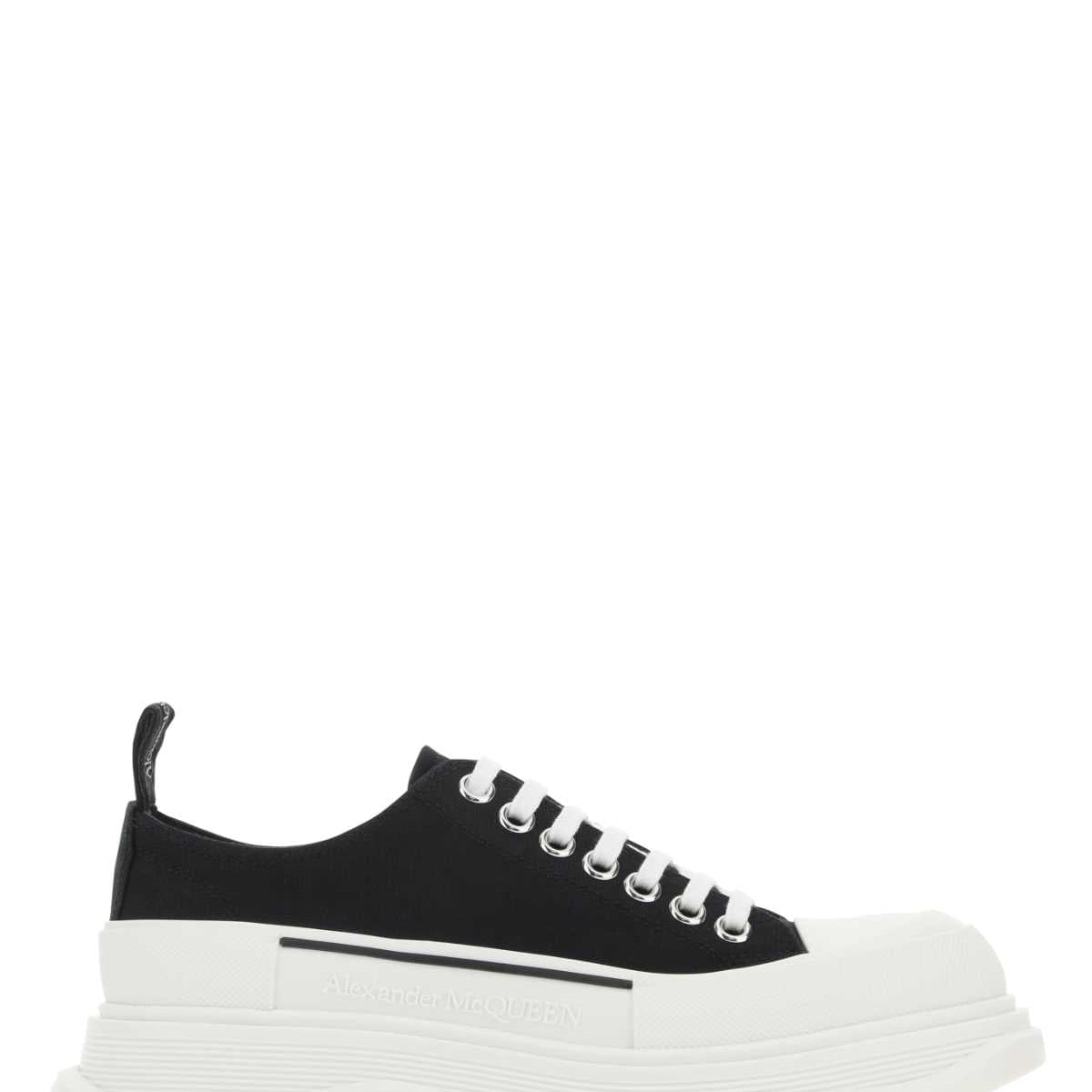 Alexander Mcqueen Women Black Canvas Tread Slick Sneakers