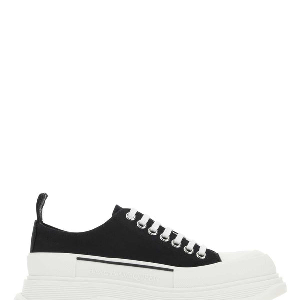 Alexander Mcqueen Women Black Canvas Tread Slick Sneakers