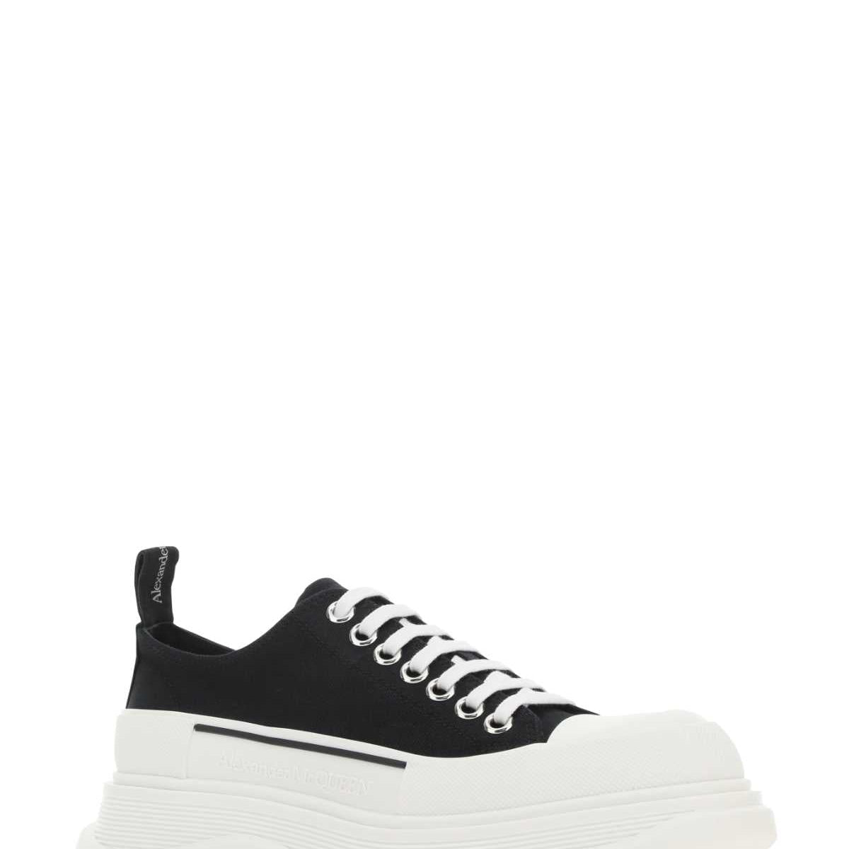 Alexander Mcqueen Women Black Canvas Tread Slick Sneakers