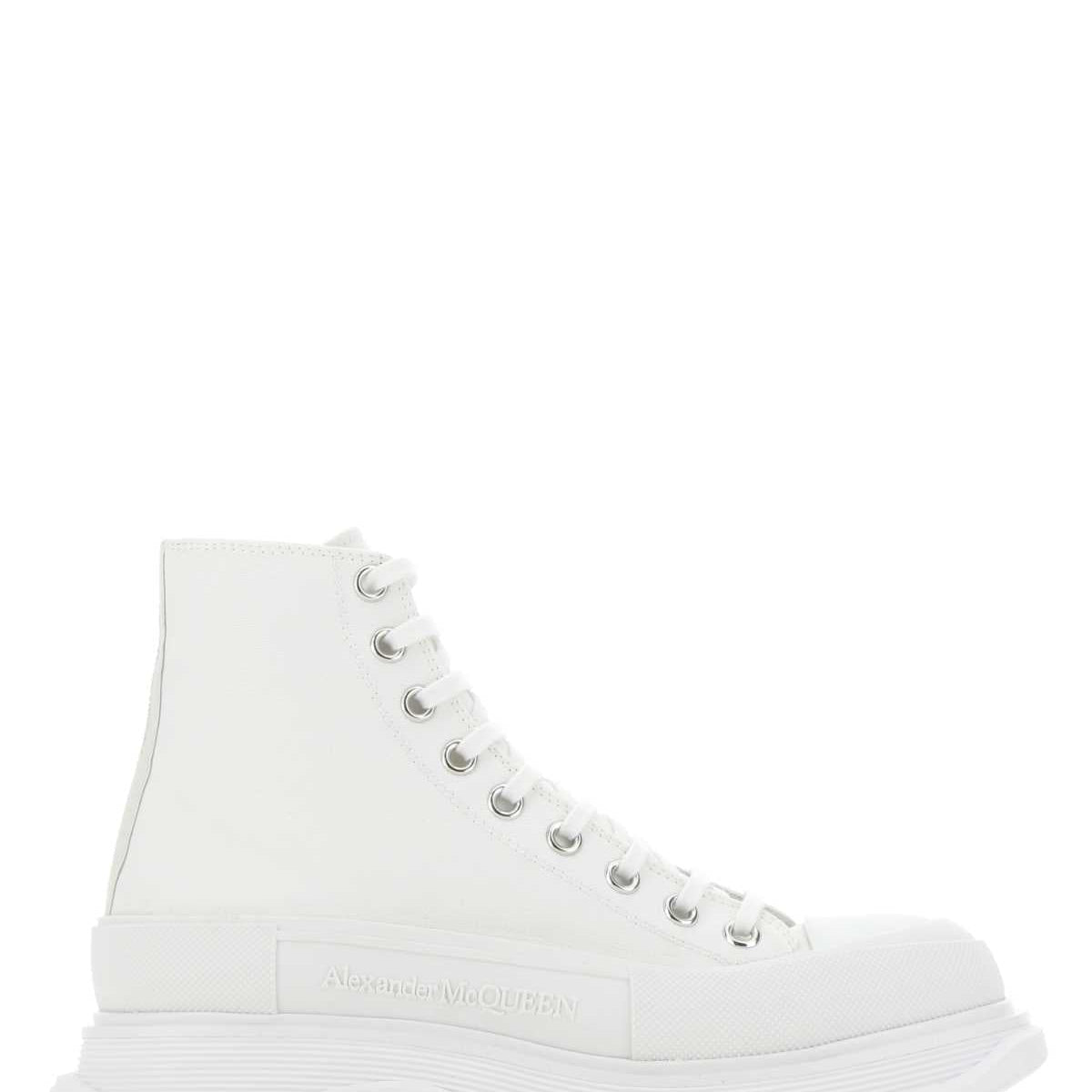 Alexander Mcqueen Men White Canvas Canvas Sack Sneakers