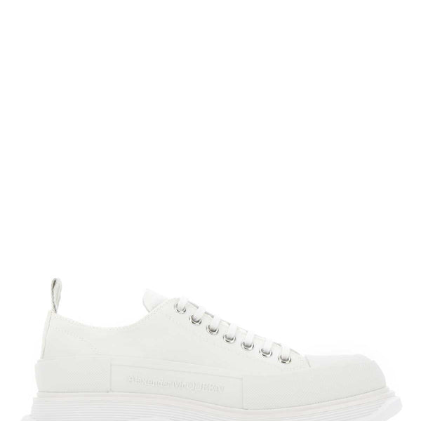 Alexander Mcqueen Men White Canvas Tread Slick Sneakers