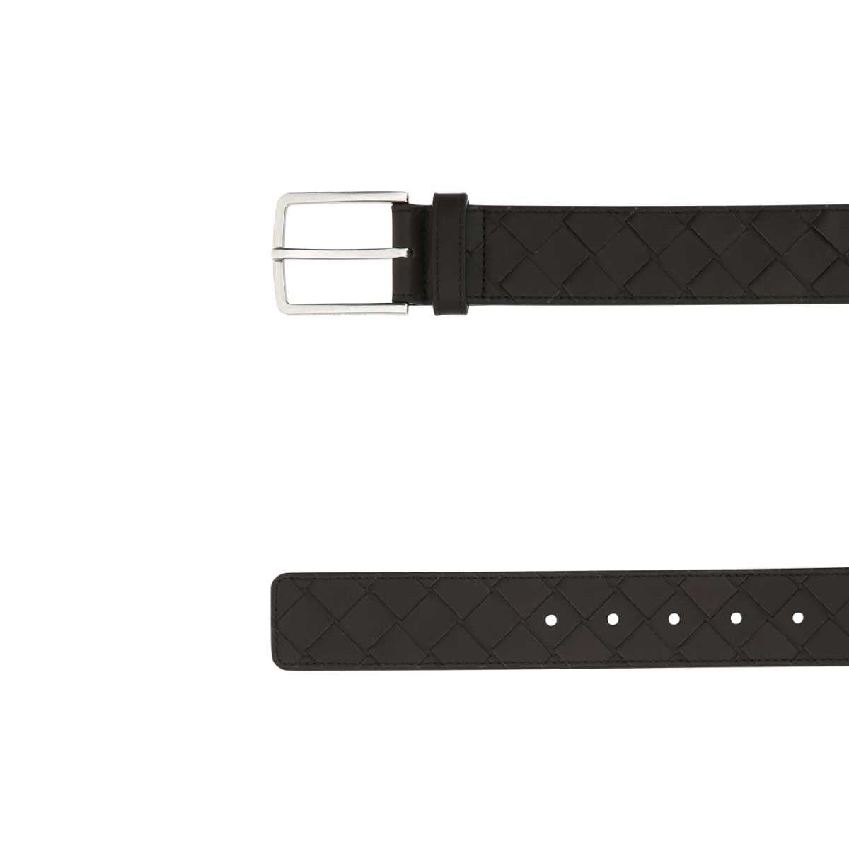 Bottega Veneta Men Dark Brown Leather Belt