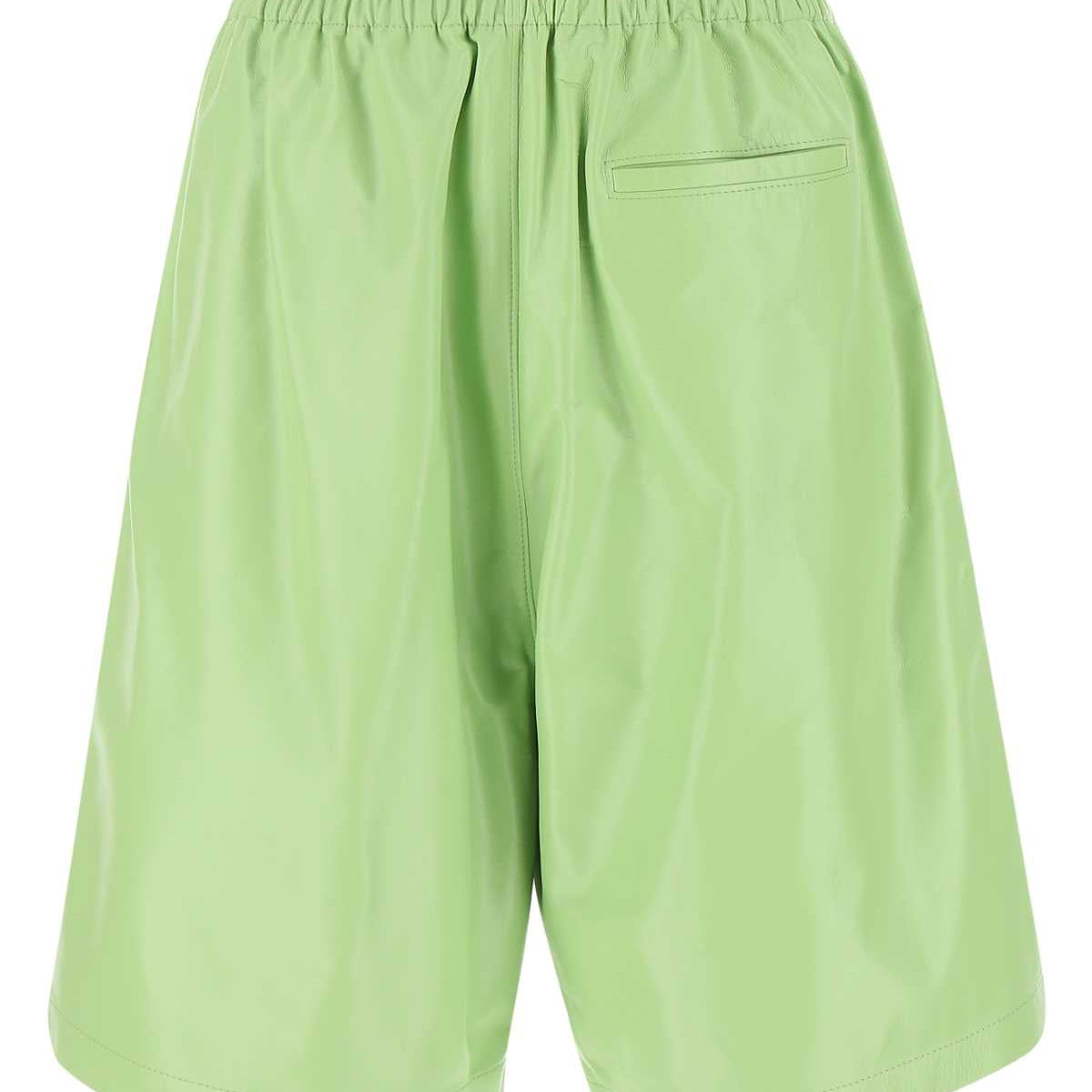 Bottega Veneta Women Pastel Green Leather Shorts