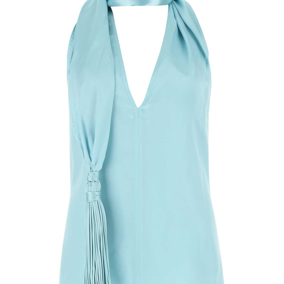 Bottega Veneta Women Pastel Light-Blue Satin Top