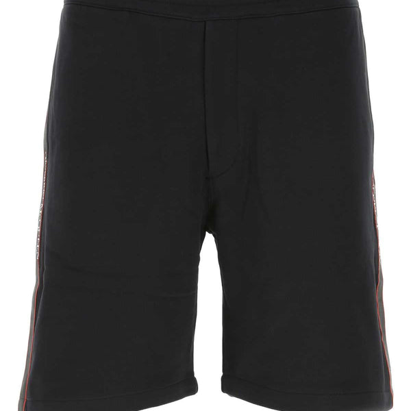 Alexander Mcqueen Men Black Cotton Bermuda Shorts