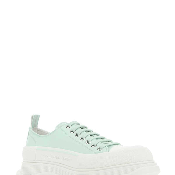 Alexander Mcqueen Men Sea Green Leather Tread Slick Sneakers