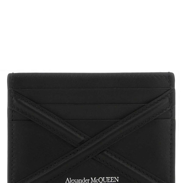 Alexander Mcqueen Men Black Leather Card Holder