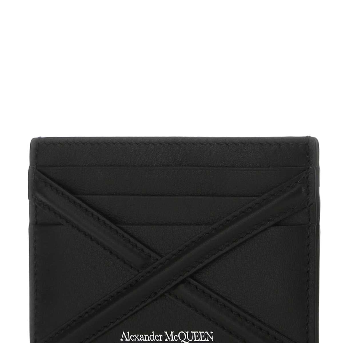 Alexander Mcqueen Men Black Leather Card Holder