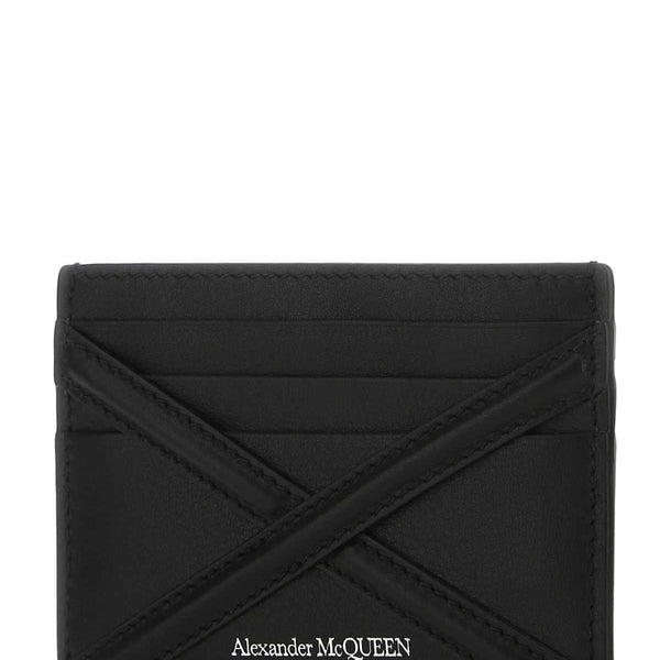 Alexander Mcqueen Men Black Leather Card Holder