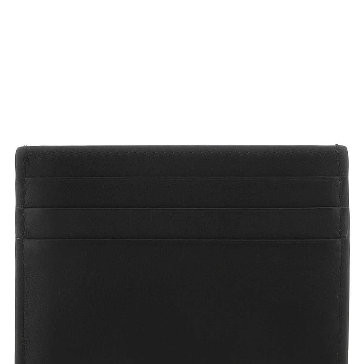 Alexander Mcqueen Men Black Leather Card Holder