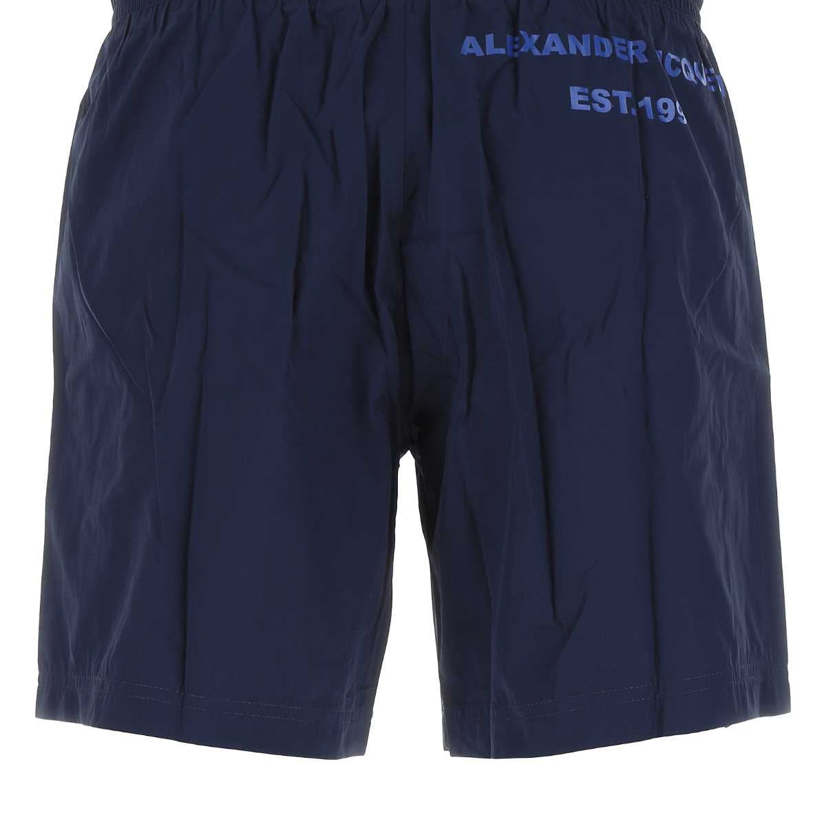 Alexander Mcqueen Men Midnight Blue Nylon Swimming Shorts