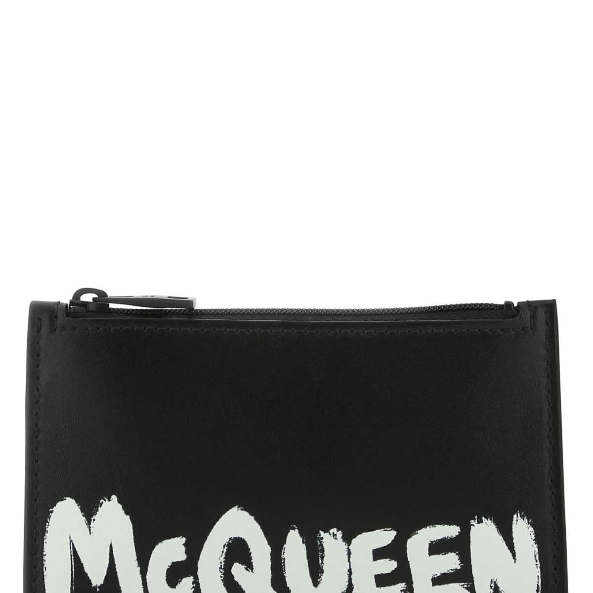 Alexander Mcqueen Men Black Leather Card Holder