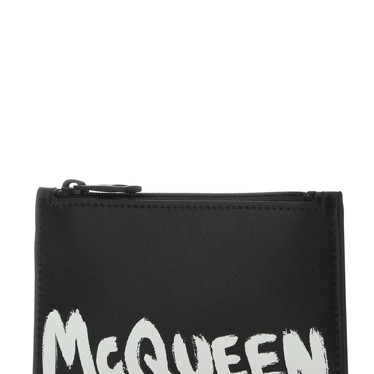 Alexander Mcqueen Men Black Leather Card Holder