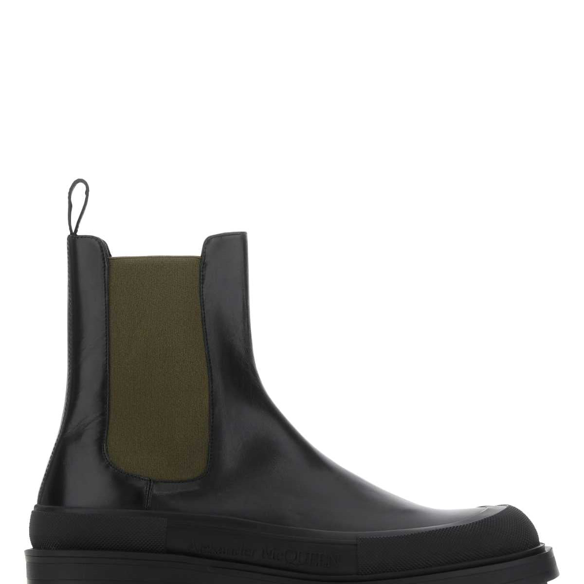Alexander Mcqueen Men Black Leather Boxcar Ankle Boots